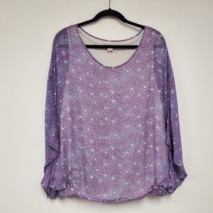 Diane Von Furstenberg Silk Blouse L Purple Floral Contemporary Business Casual